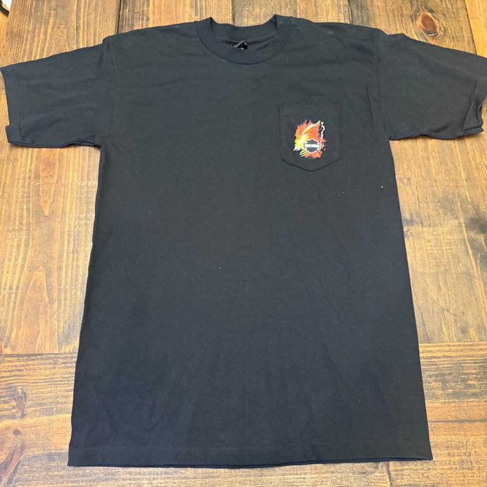 Harley-Davidson Gainesville Florida Wolf Fire Pocket T-Shirt Mens Large Black